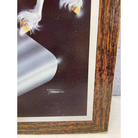 Vintage 1980s Unicorn Fantasy Art Print On Press Board White Horse Ferraro - Picture 4 of 10